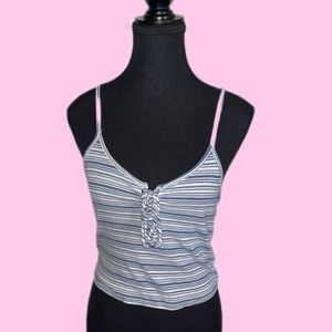 Timing Blue and White Striped Women's Top